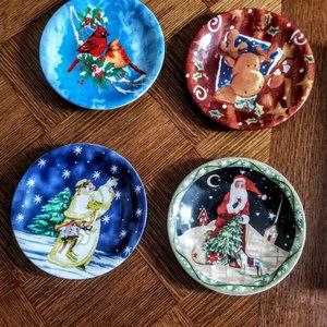 (4) Christmas Ceramic Appetizer Plates - NWOT